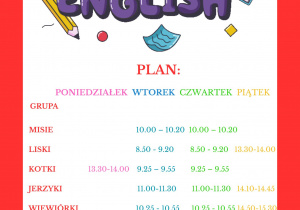 Plan zajęć z języka angielskiego